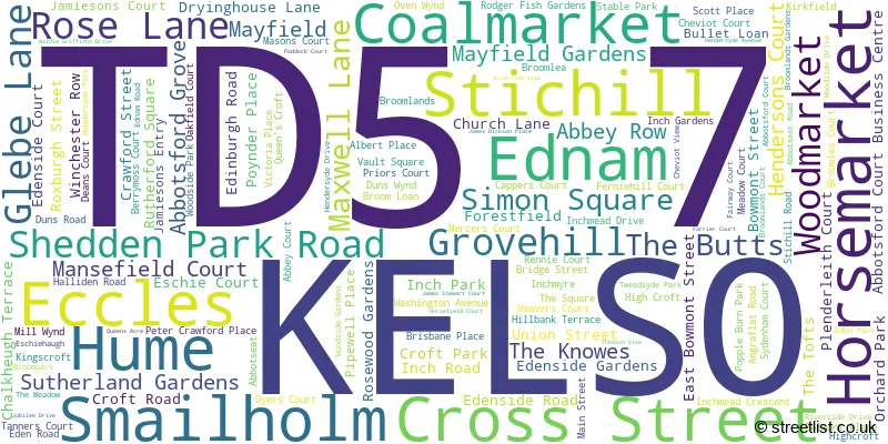 A word cloud for the TD5 7 postcode